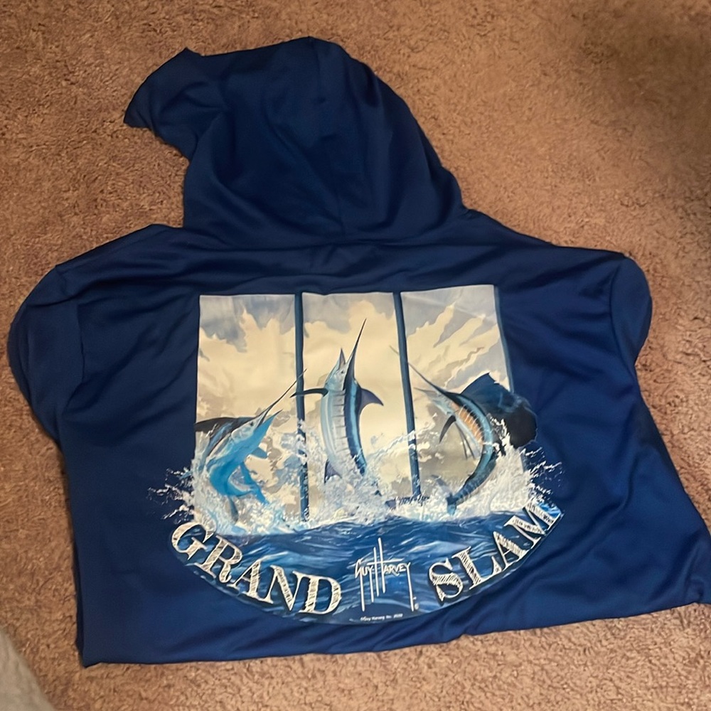 long sleeve guy harvey shirt with hood